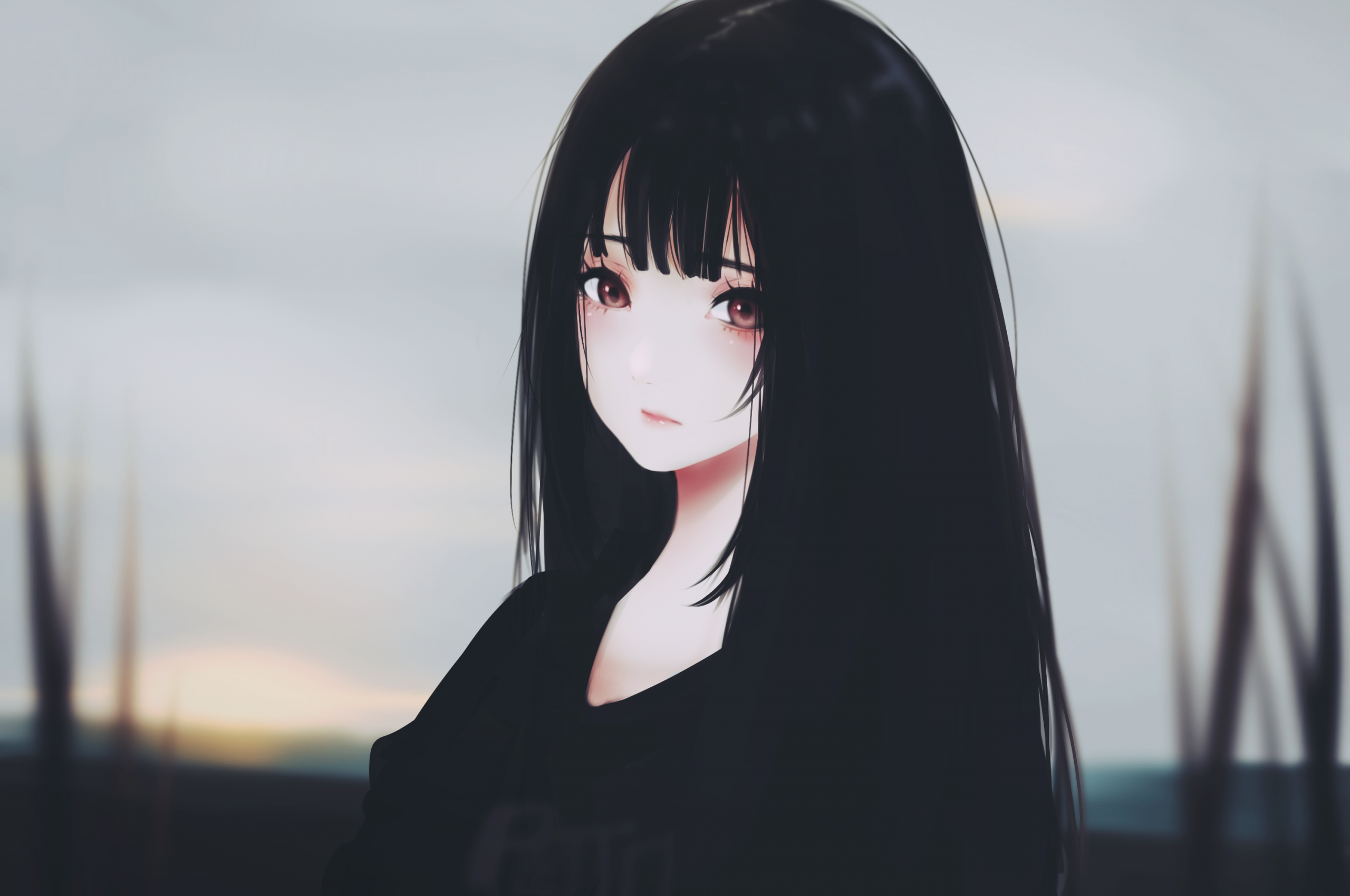 You are currently viewing Grey Aesthetic Drawing Anime girl hair black wallpapers