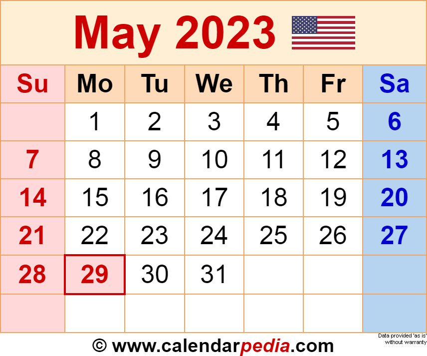 May 2023 Calendar | Templates for Word, Excel and PDF